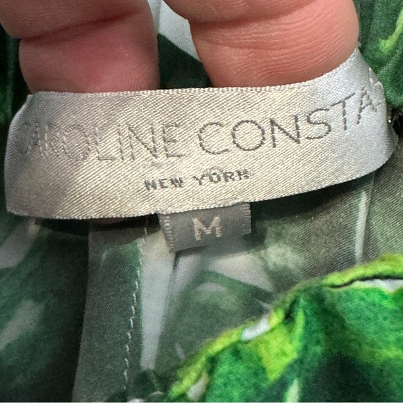 Caroline Constas Maxi High Low Skirt Palm Leaf Print Striped Ruffle Trim Size M - Picture 6 of 8